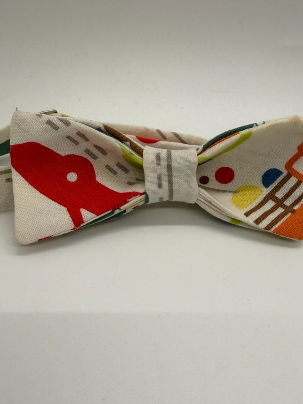 Lina Bean Vehicle Print Bow Tie Cream Multicolor Adjustable Size Unmarked